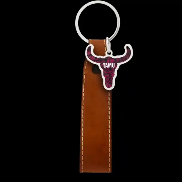 "Our Open Range Custom Keychain is the perfect piece to show your pride! Crafted on a German Silver base finished with our signature enamel in the color of your choice. Personalize it with your initials, name, or other custom details to make it truly